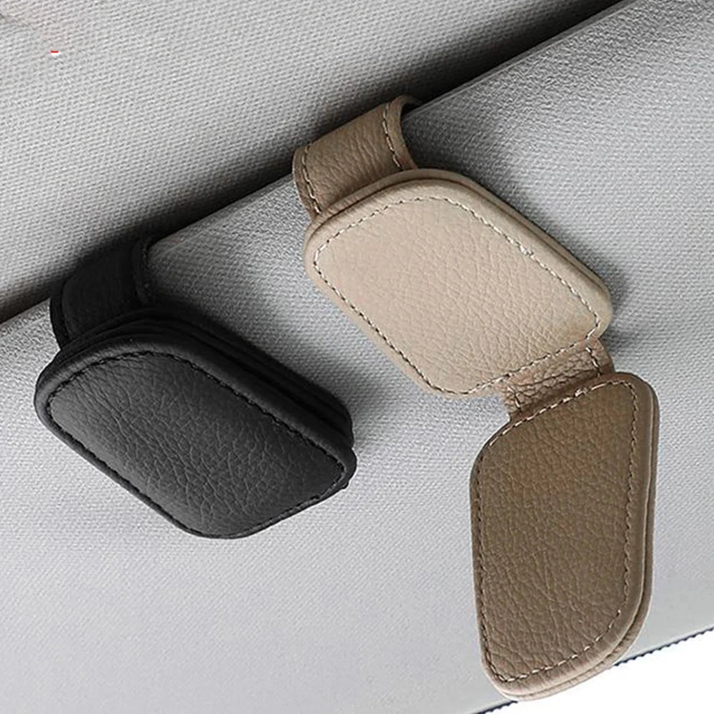 Magnetic Leather Car Visor Sunglasses and Ticket Holder - 3