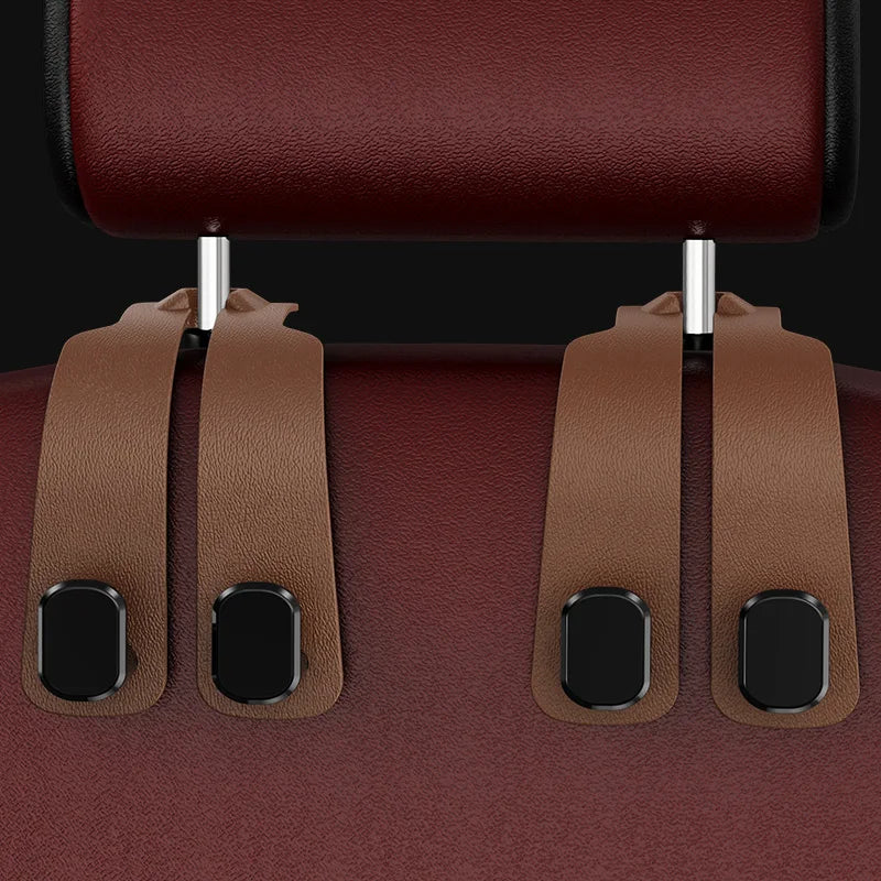 Hidden Car Seat Back Double Hooks for Storage