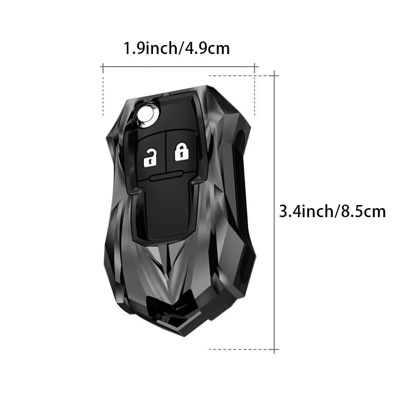 Protective Galvanized Alloy Car Key Case Cover and Keychain
