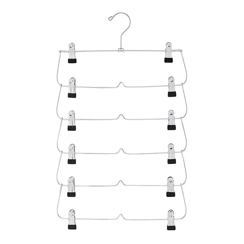 6-Tier Space Saving Skirt and Pant Hanger with Clips - 17