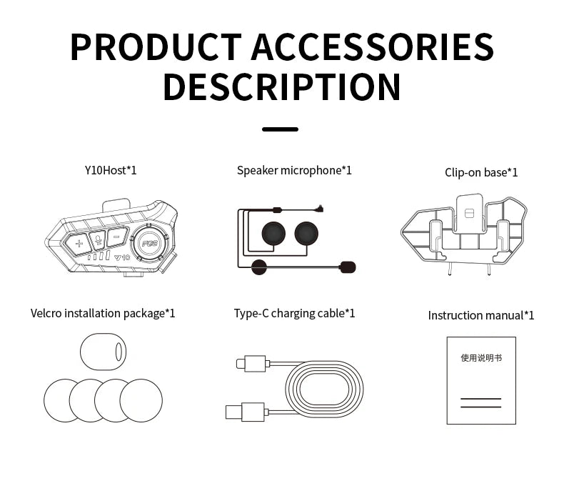 Wireless Bluetooth Motorcycle Helmet Headset with Noise Reduction