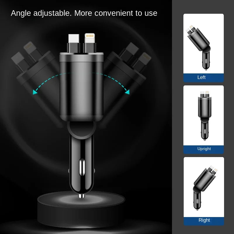 5-in-1 Fast Charging Retractable Car Charger