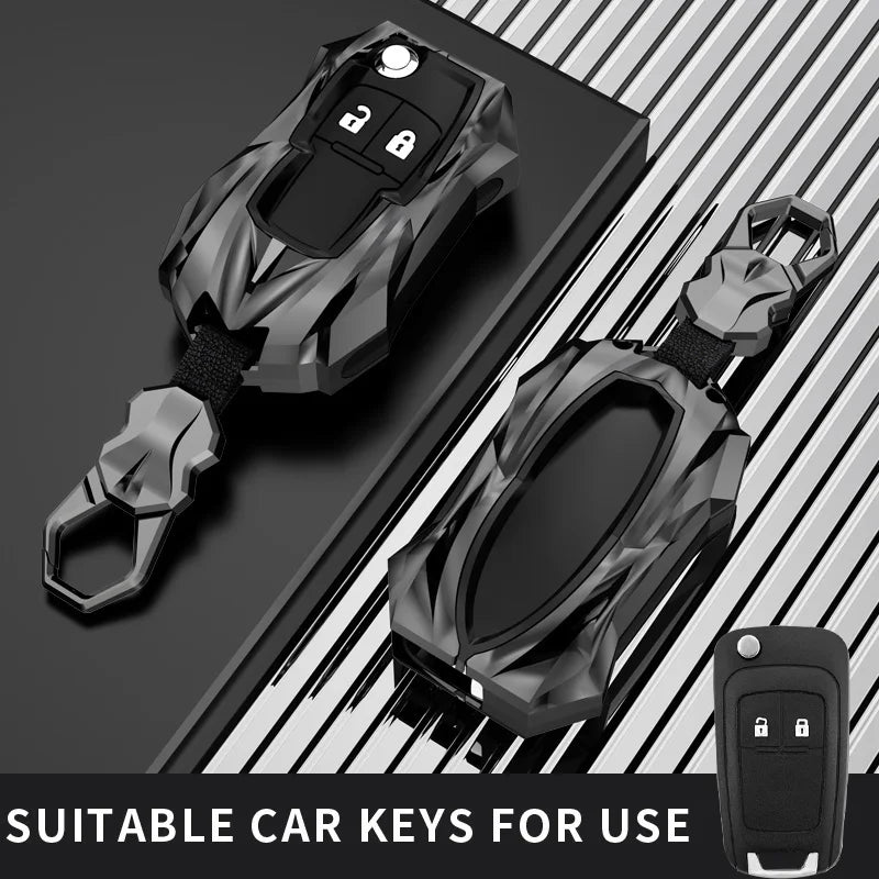 Protective Galvanized Alloy Car Key Case Cover and Keychain - 1
