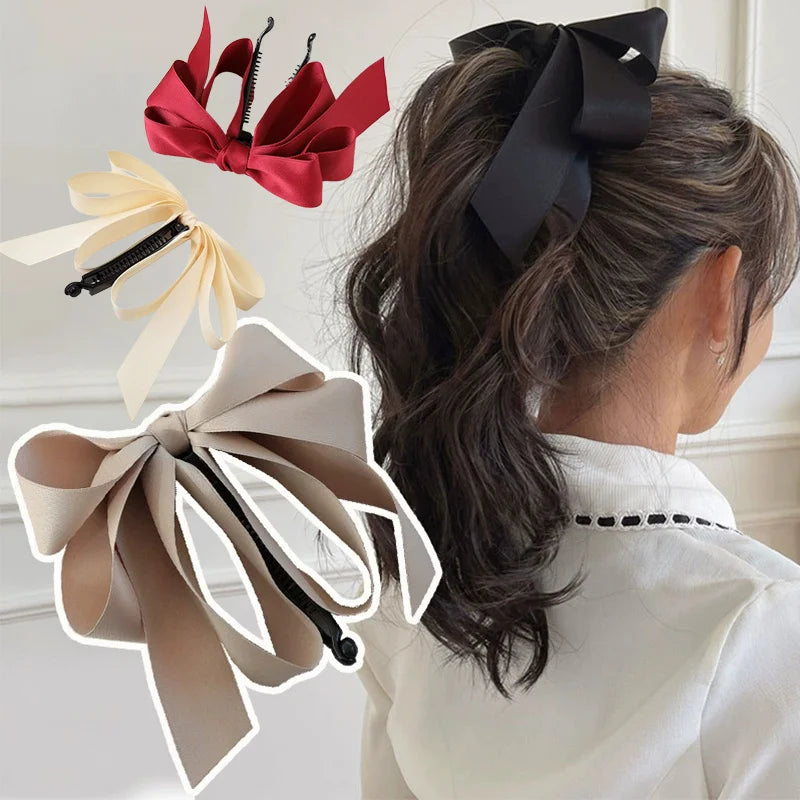 Silky Satin Hair Bow Clips for Women - 1