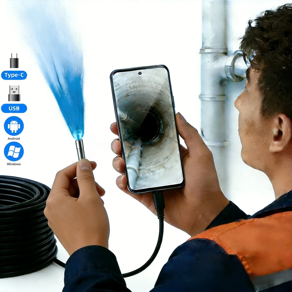 HD Waterproof Inspection Endoscope Camera for Android and PC