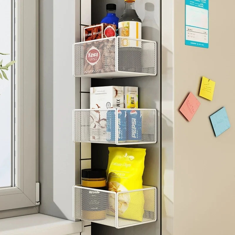 Magnetic Refrigerator Storage Basket for Kitchen Organization