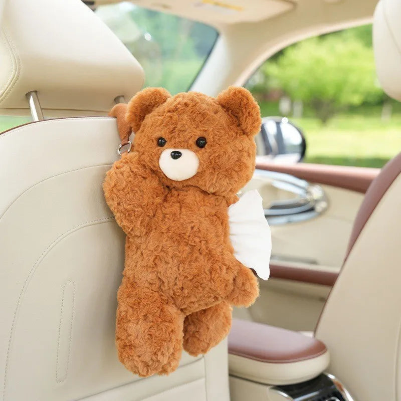 Cute Cartoon Plush Car Tissue Holder Hanging Organizer - 24