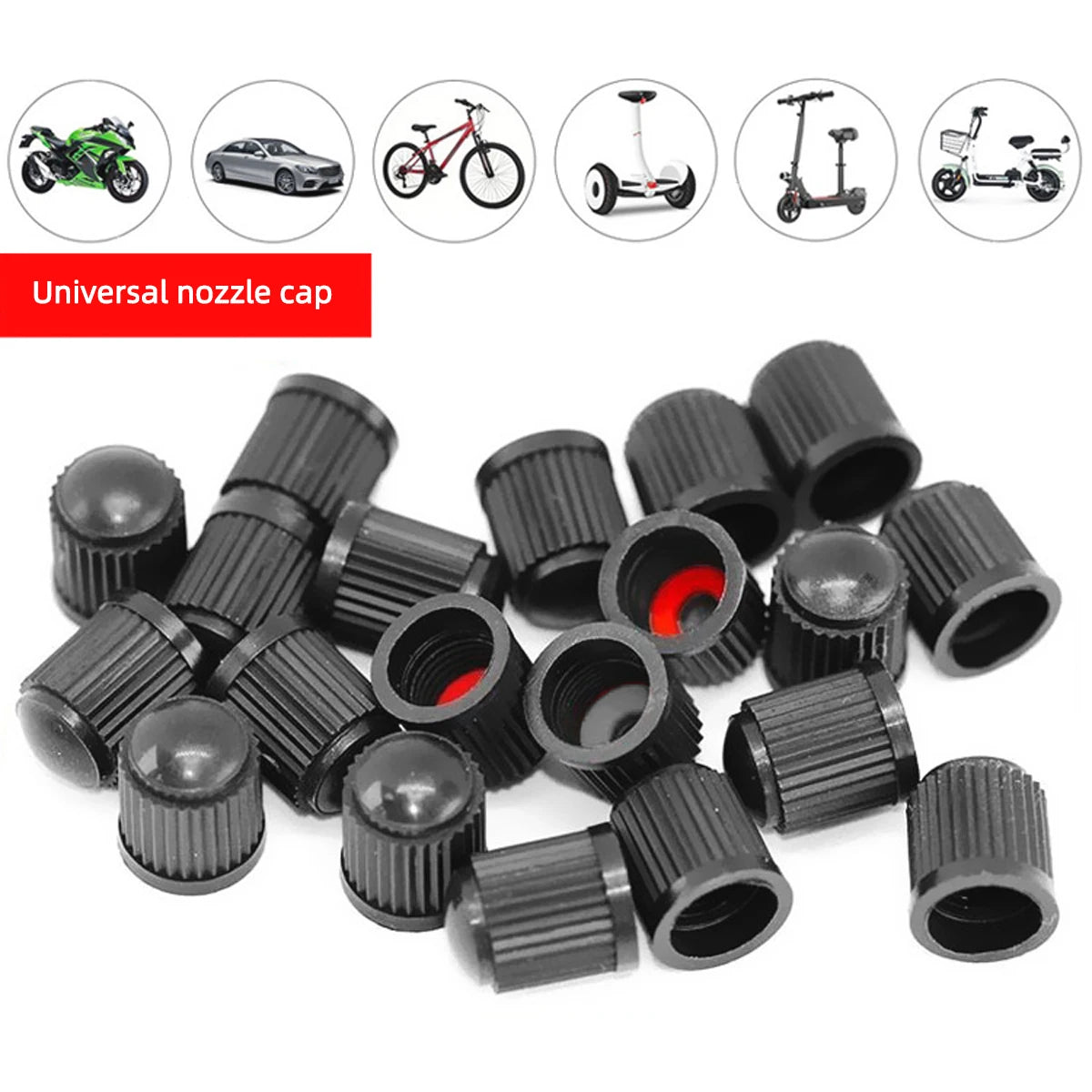 Universal Tire Valve Stem Caps with Airtight Rubber Seal - 5