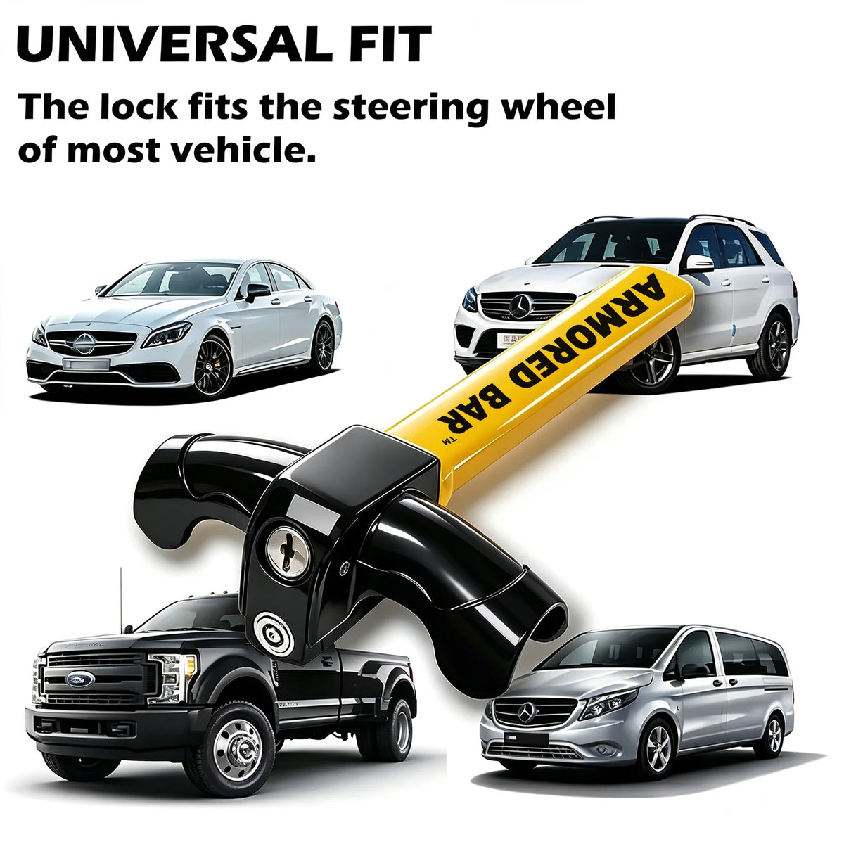 Heavy-Duty Universal Steering Wheel Lock Anti-Theft Device