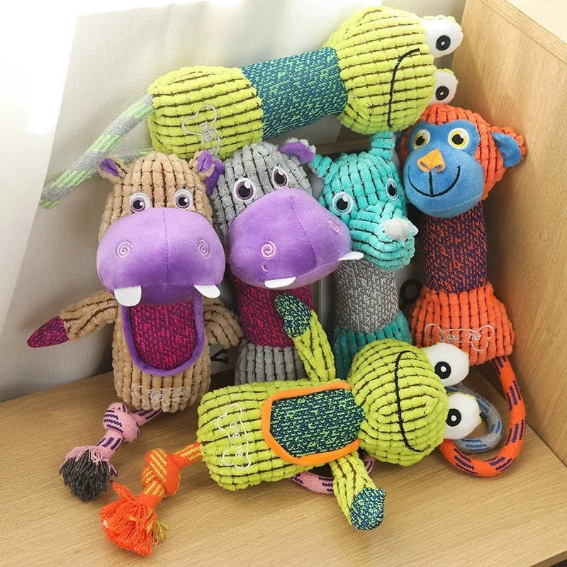 Squeaky Animal Plush Dog Toy for Chewers