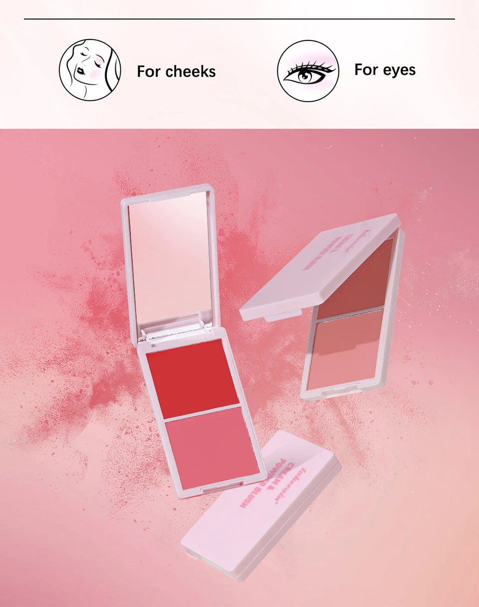 2-in-1 Cream and Powder Blush Palette for Radiant Cheek Makeup - 17