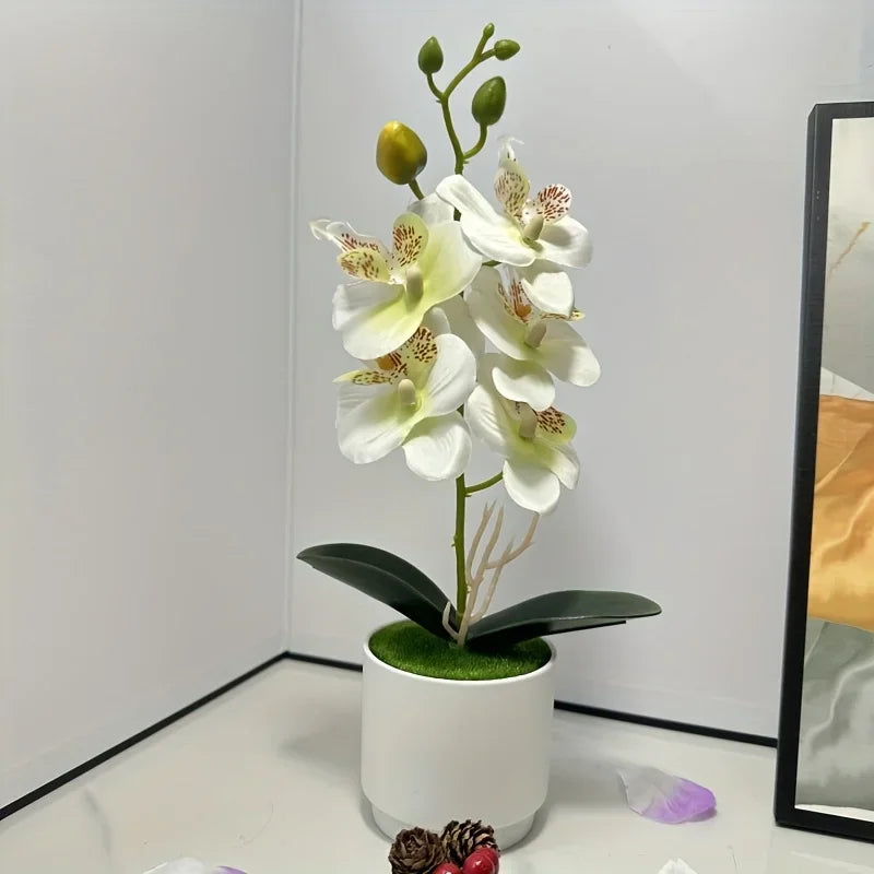 Artificial Orchid Flower Arrangement with Vase