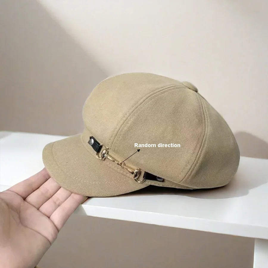Women's Lightweight Newsboy Cap Adjustable Metal Buckle Hat - 5
