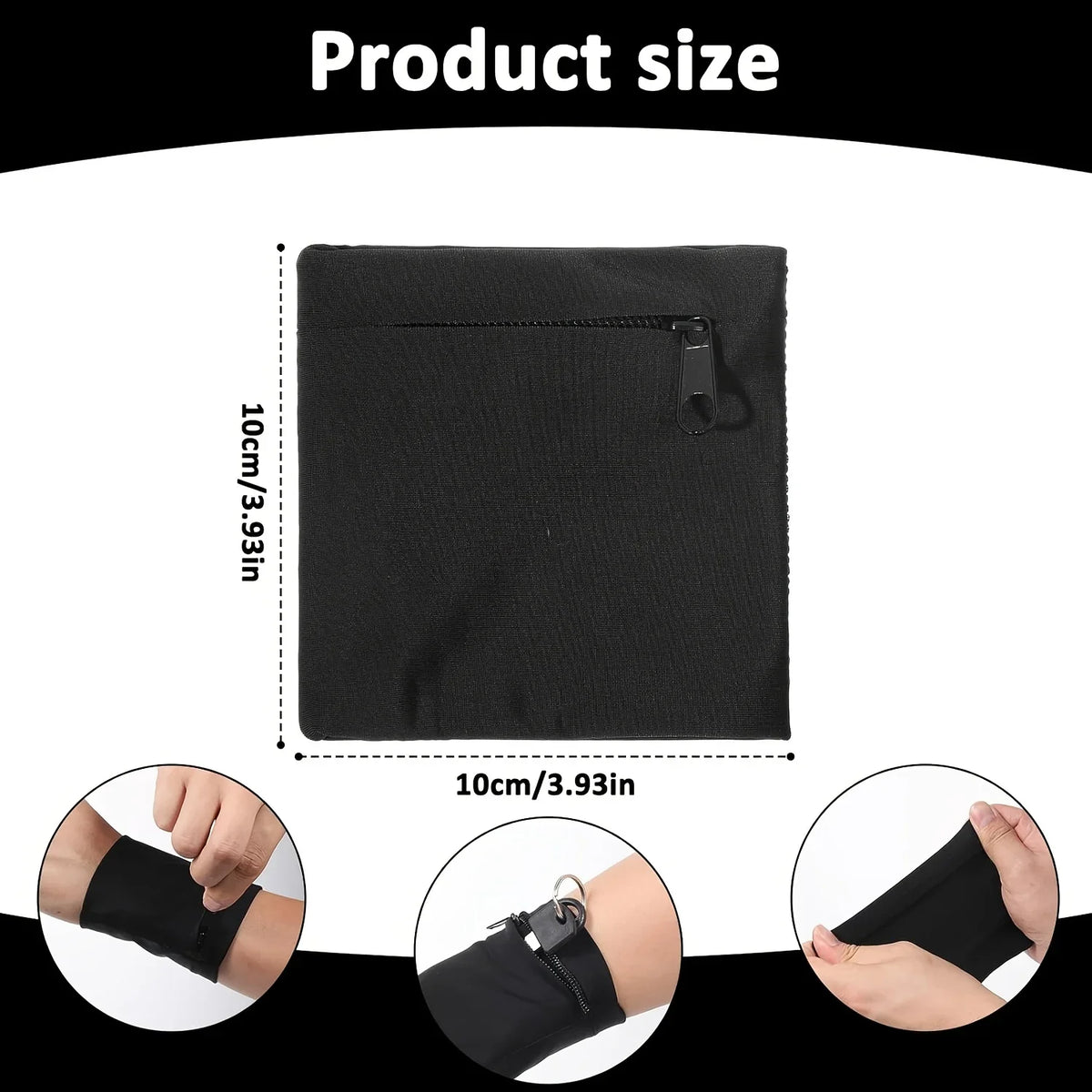 Zippered Wristband Storage Pouch for Running and Fitness