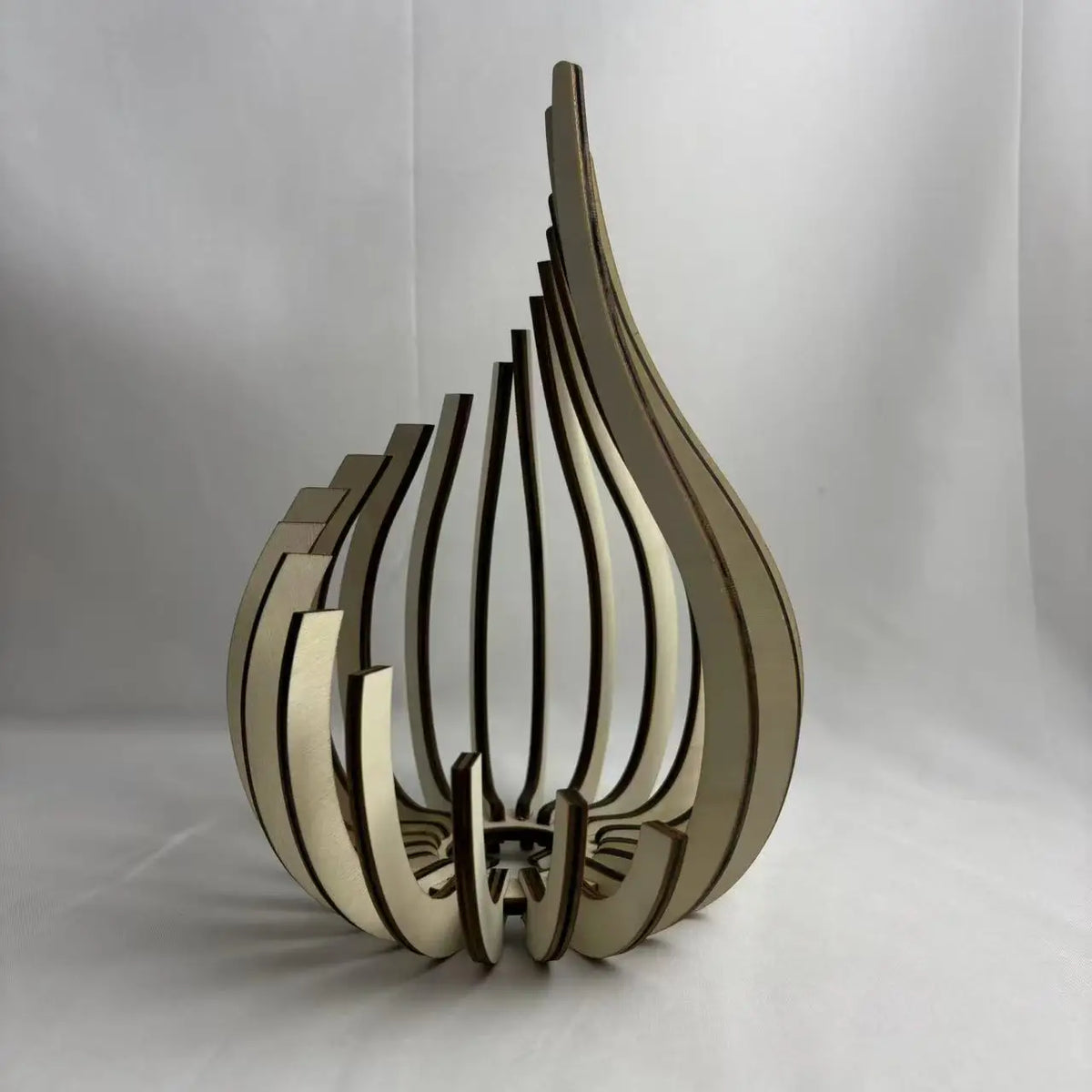 Wooden Flame-Shaped Decorative Candle Holder