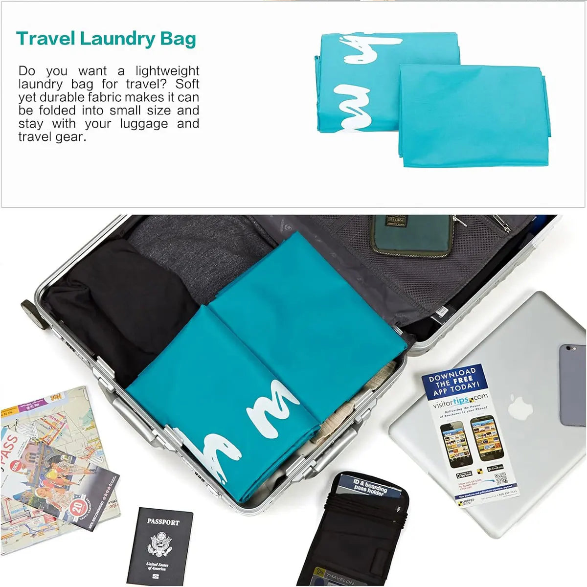 Large Travel Drawstring Laundry Bag - 14