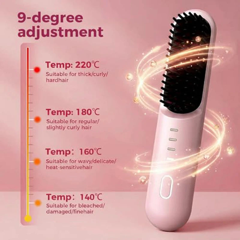 Fast Heating Cordless Hair Straightening Brush - 6