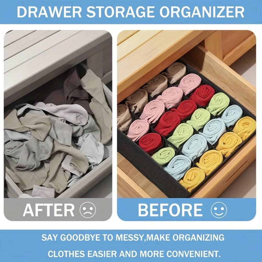 Foldable 24-Compartment Drawer Organizer for Underwear and Socks - 9
