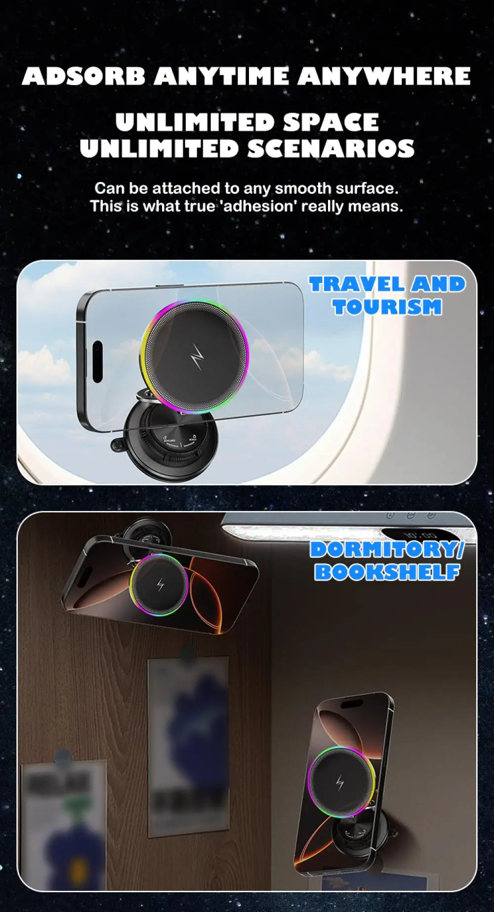 Magnetic Wireless Car Charger Mount with RGB Ambient Lighting - 20