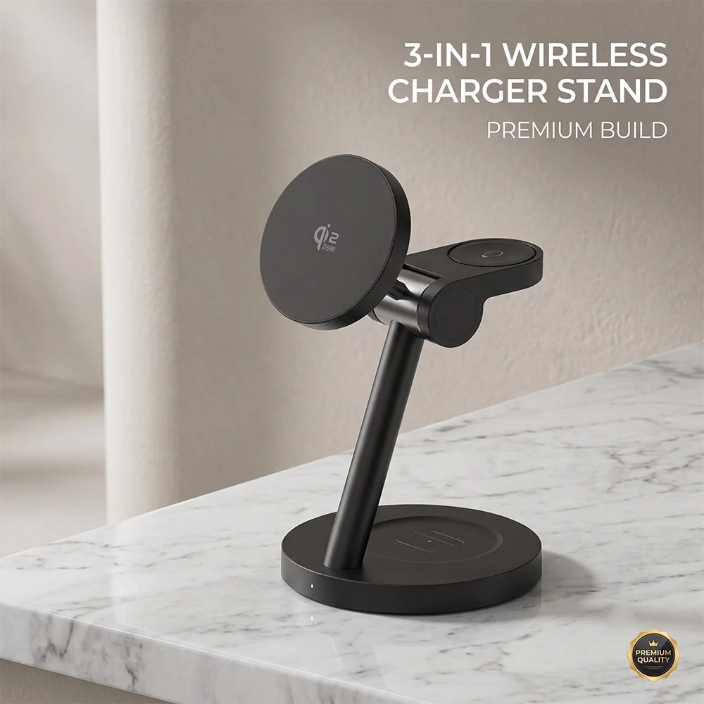 3-in-1 Magnetic Fast Wireless Charging Stand for Phone Watch and Earbuds