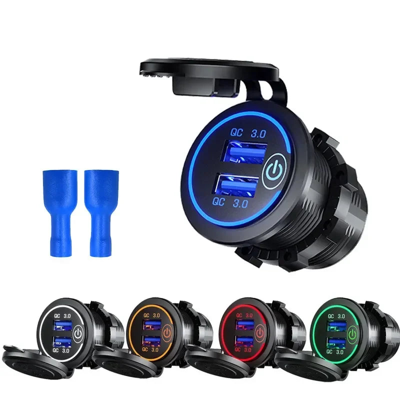 Dual USB Fast Car Charger Socket with Touch Switch - 1