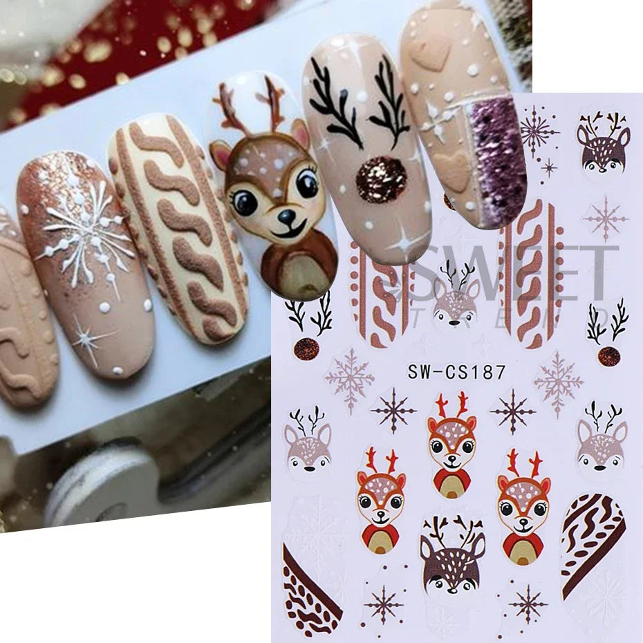 3D Christmas Cartoon Self-Adhesive Nail Art Decal Stickers - 4