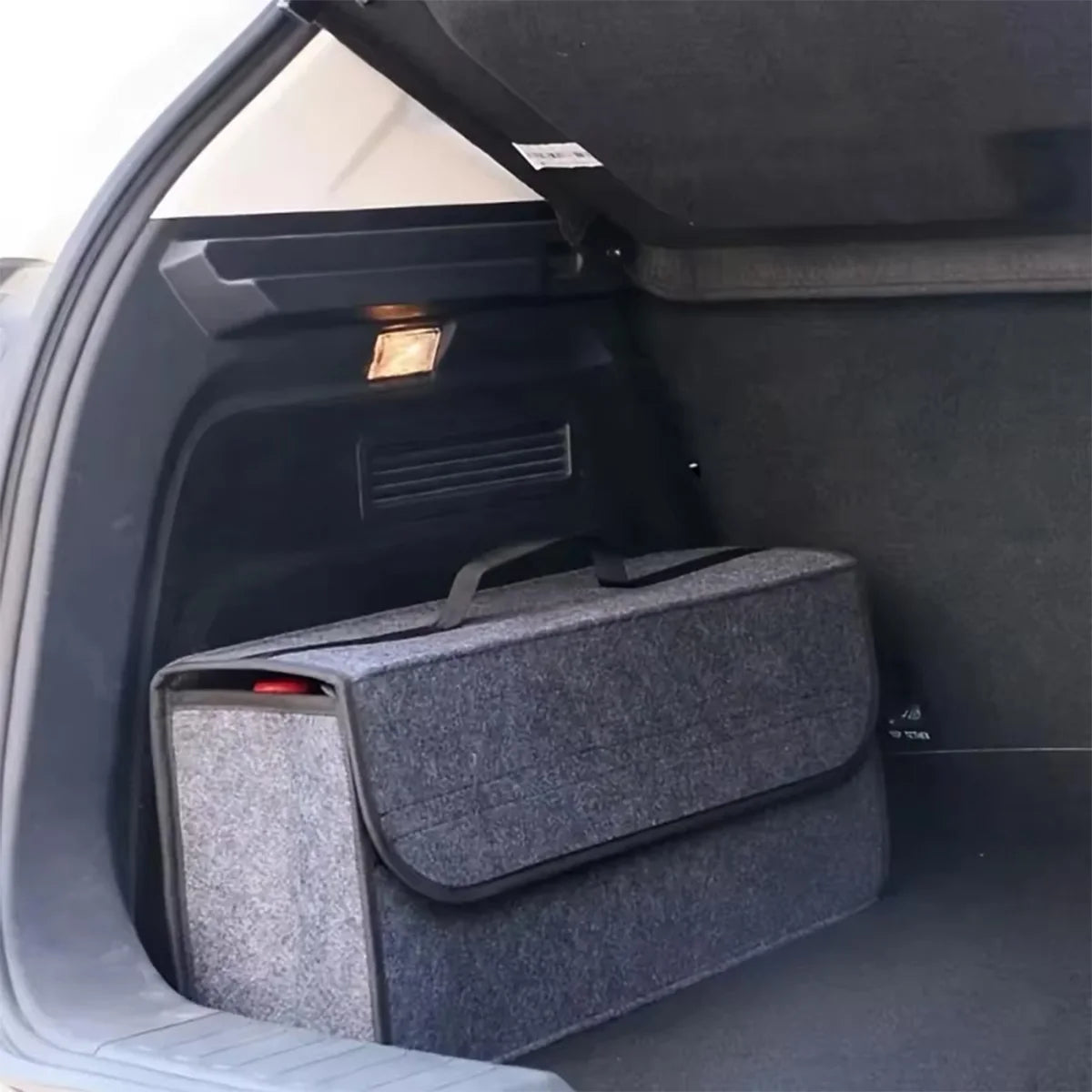 Dark Gray Felt Car Trunk Organizer Foldable Storage Box Bag - 1