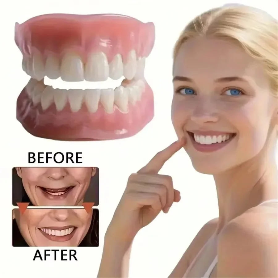 Full Mouth Soft Silicone Cosmetic Dentures Set - 8