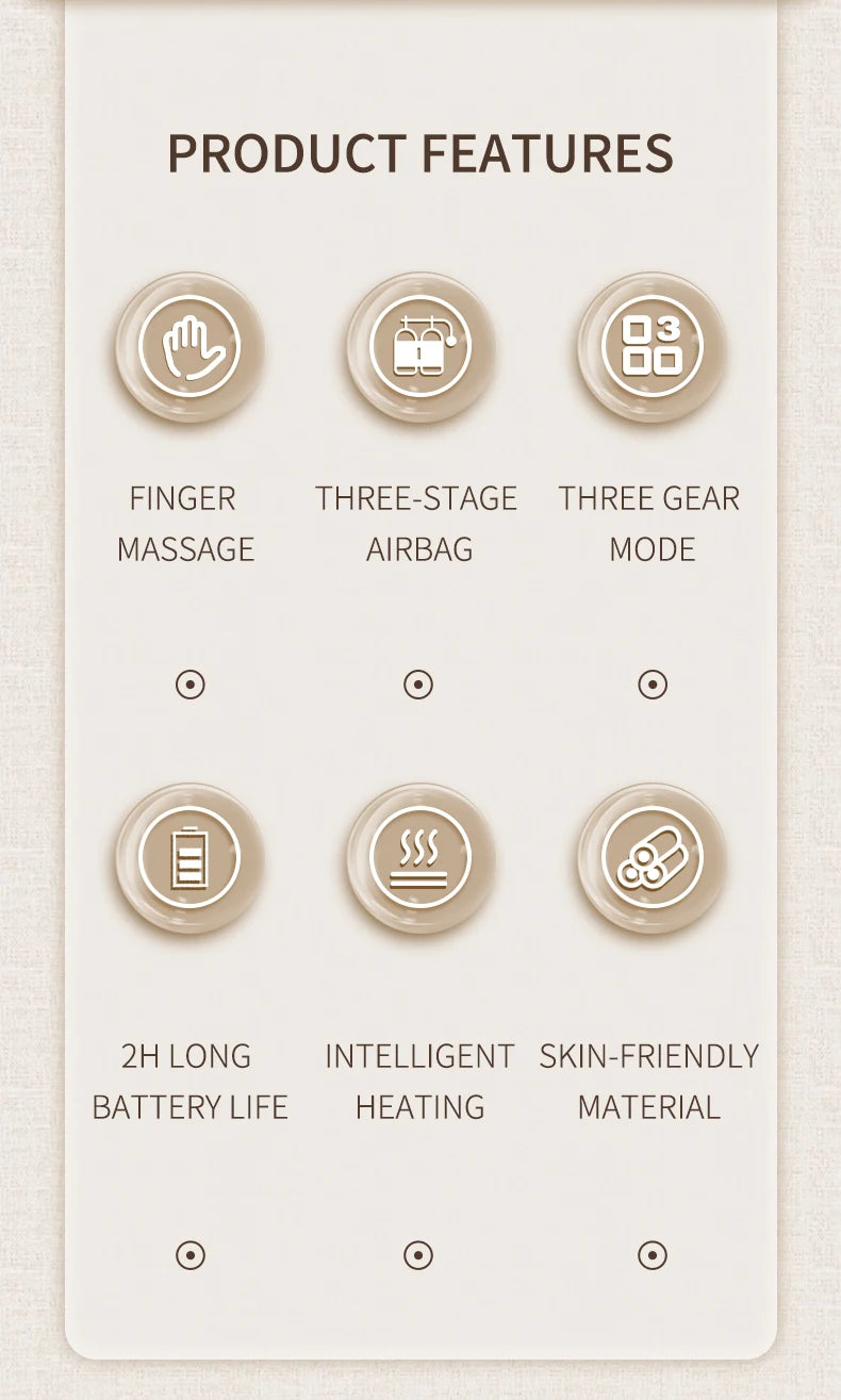Wireless Hand and Wrist Compression Massager with Heat