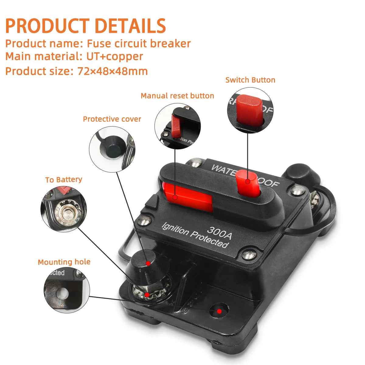 Waterproof Manual Reset Circuit Breaker for Car and Marine Audio - 5