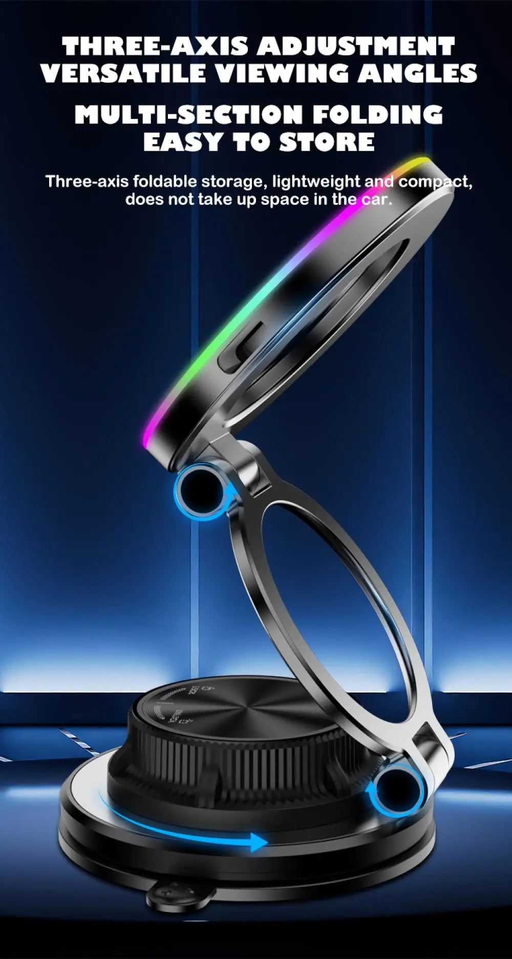 Magnetic Wireless Car Charger Mount with RGB Ambient Lighting