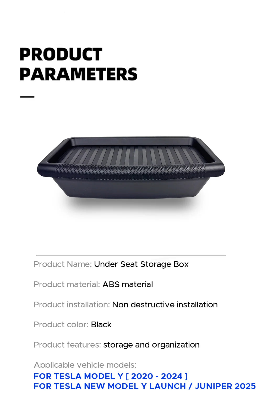 Under Seat Storage Organizer Drawer for 2025 Model Y
