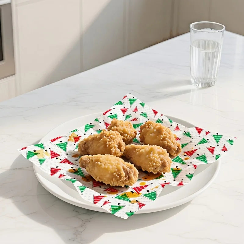 Festive Christmas Patterned Absorbent Kitchen Paper Towels - 10