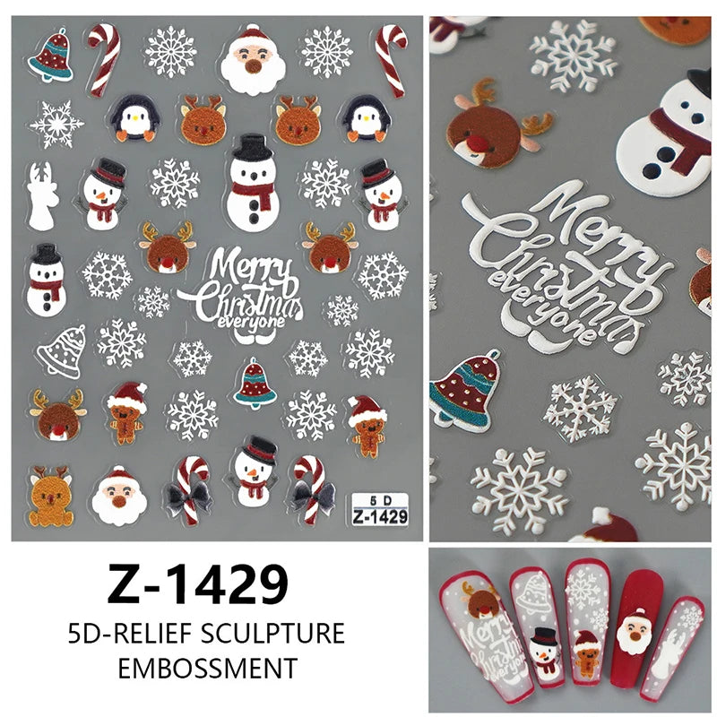 3D Christmas Cartoon Self-Adhesive Nail Art Decal Stickers - 30