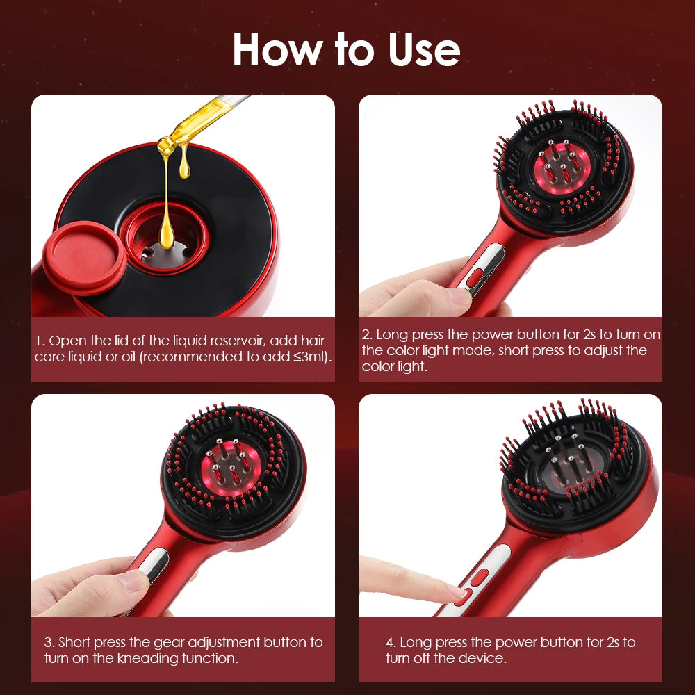 Electric Scalp Massager and Hair Oil Applicator Comb - 12
