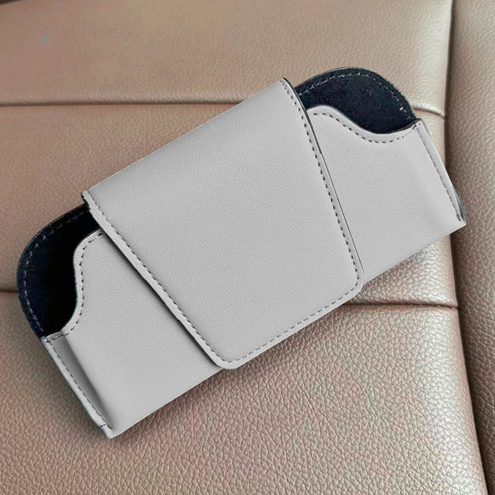 Leather Car Sun Visor Sunglasses Holder Case