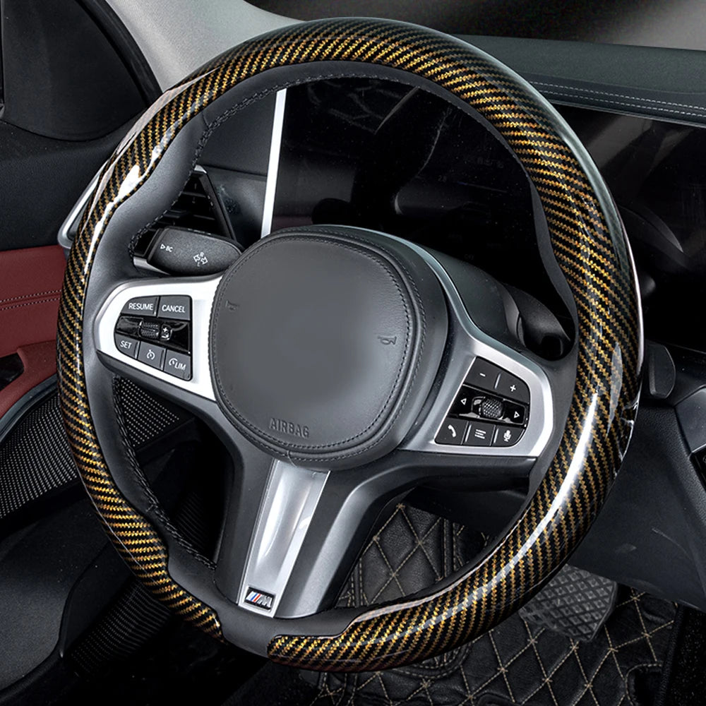 Universal Non-Slip Carbon Fiber Car Steering Wheel Cover - 19