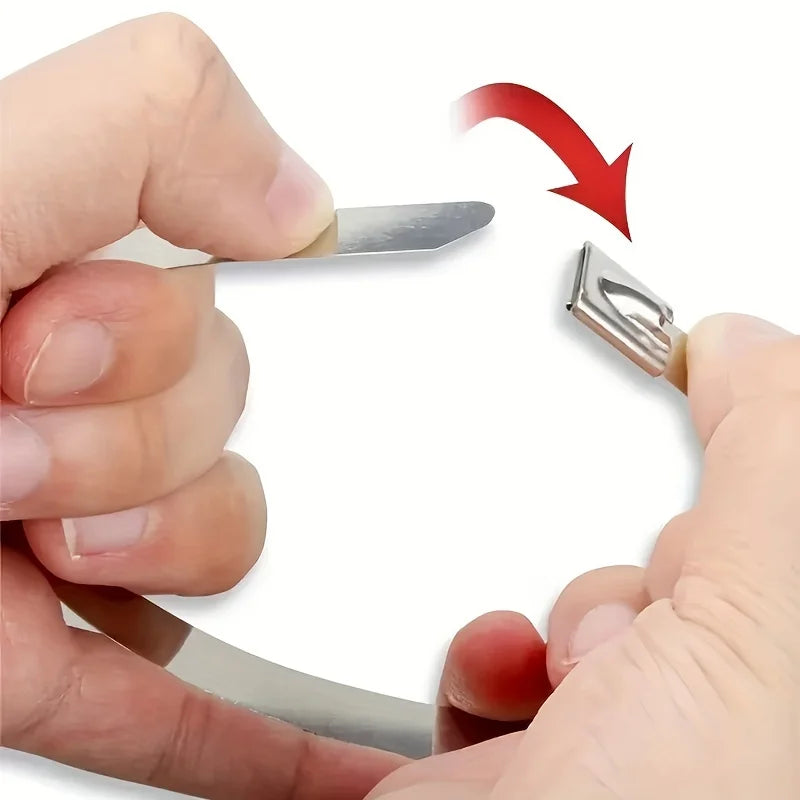 100Pcs Stainless Steel Self Locking Cable Ties Heavy Duty Zip Tie Wrap