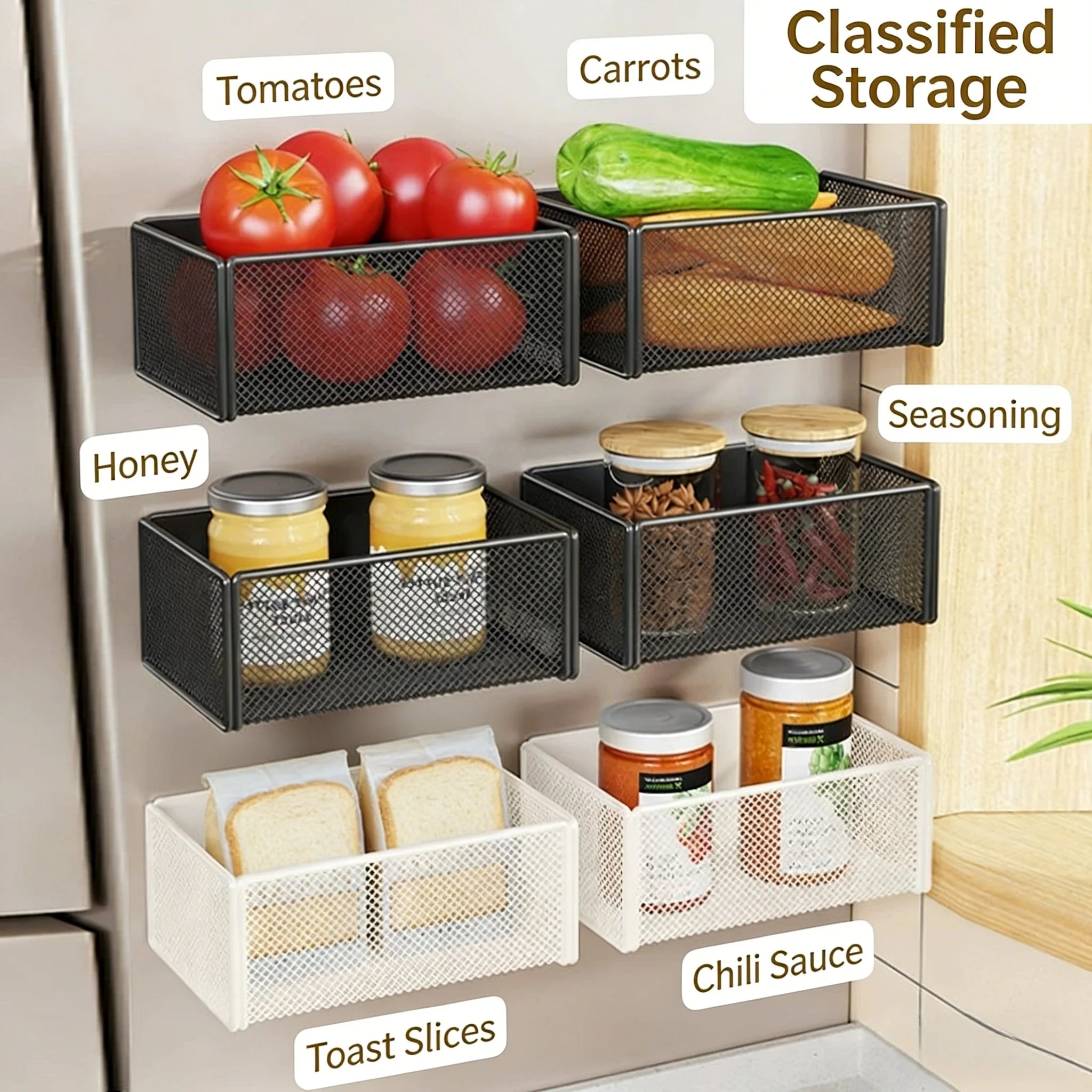 Magnetic Refrigerator Storage Basket for Kitchen Organization - 2