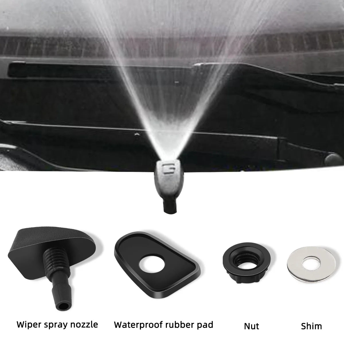 Universal Car Windshield Washer Hose and Spray Nozzle Connector Kit - 6
