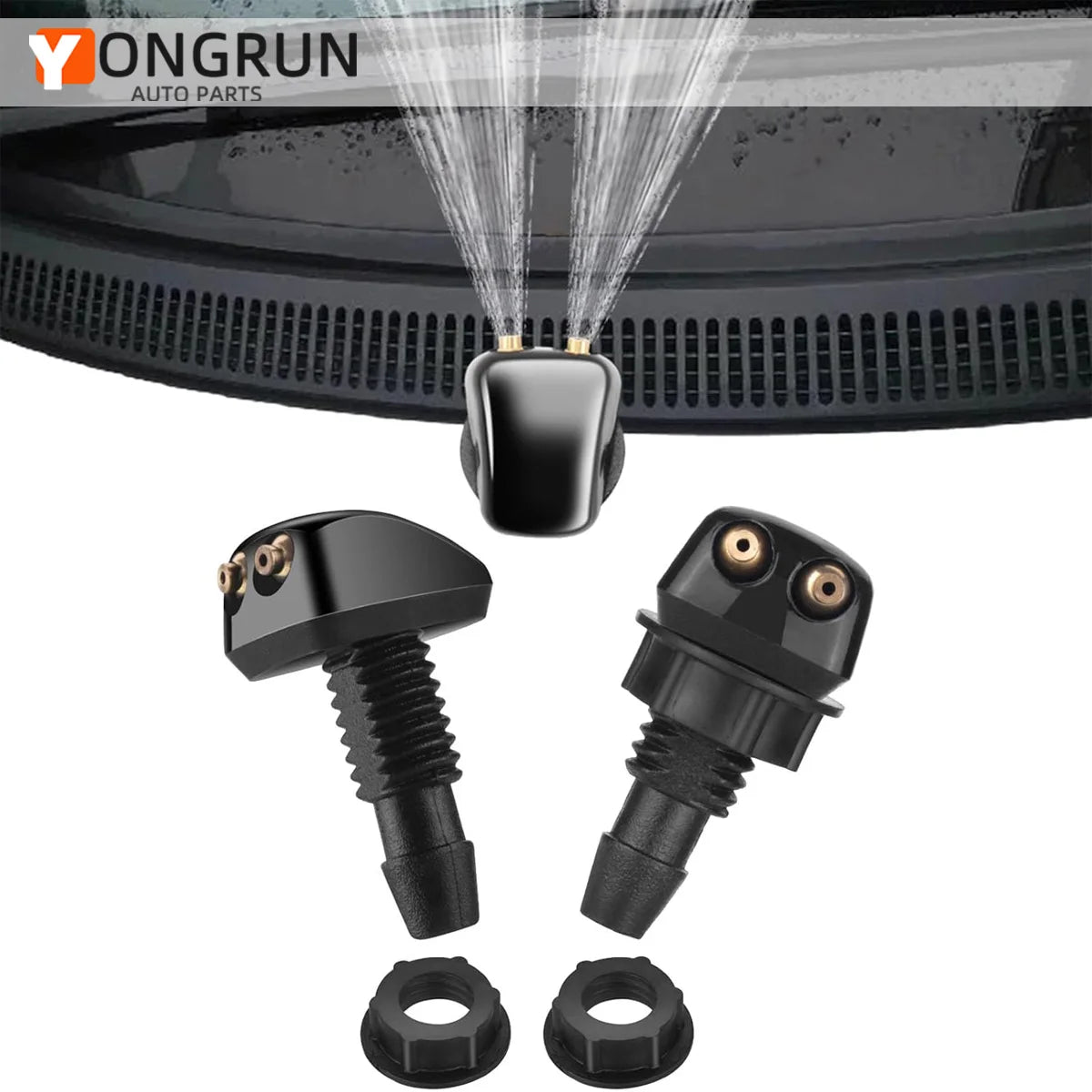 Universal Adjustable Dual-Hole Car Windshield Washer Nozzle Pair
