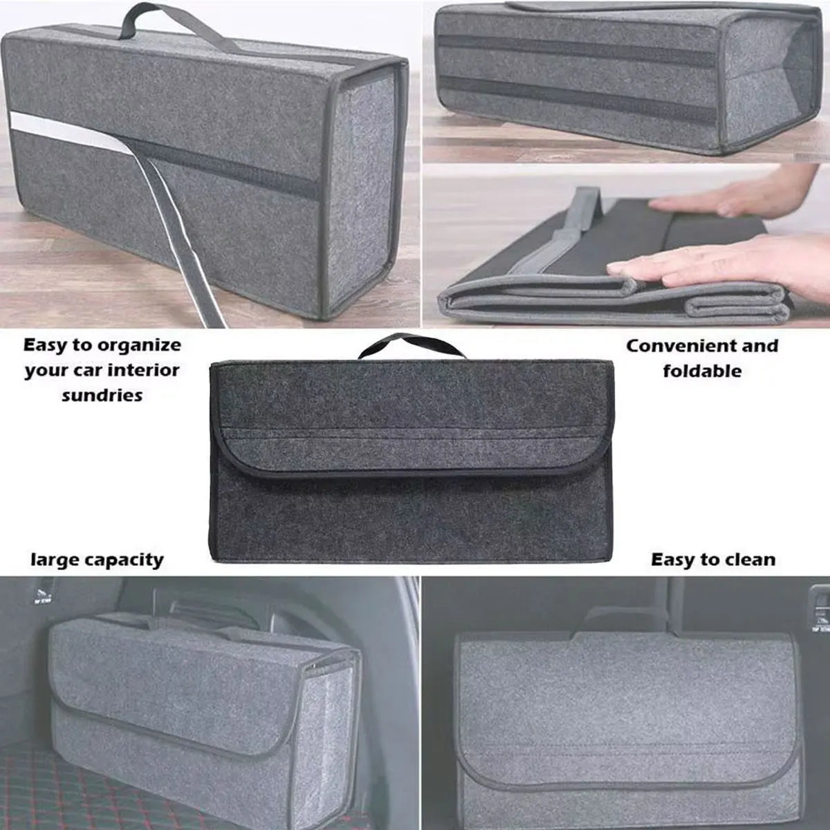 Foldable Felt Car Trunk Organizer and Storage Bag - 5