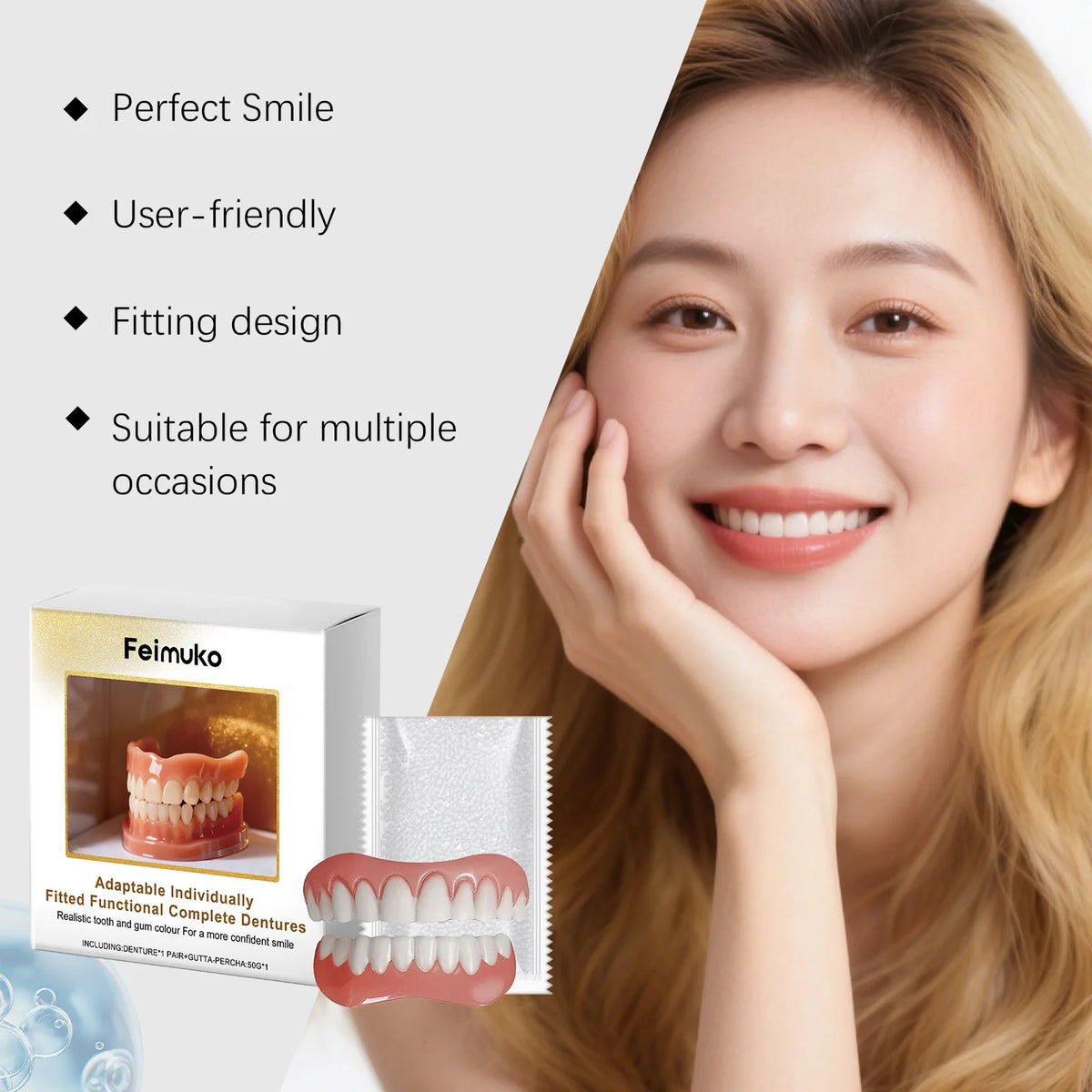 Comfortable Fit Silicone Denture Set for Instant Smile Enhancement