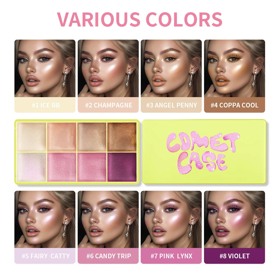 8-Color Cream Highlighter and Contour Palette