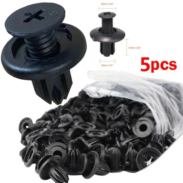 8mm Car Bumper and Door Trim Push Fastener Clips - 18