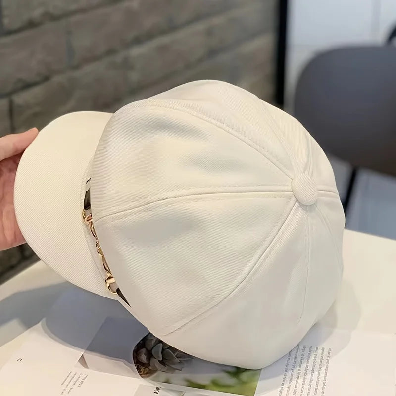 Women's Lightweight Newsboy Cap Adjustable Metal Buckle Hat - 12