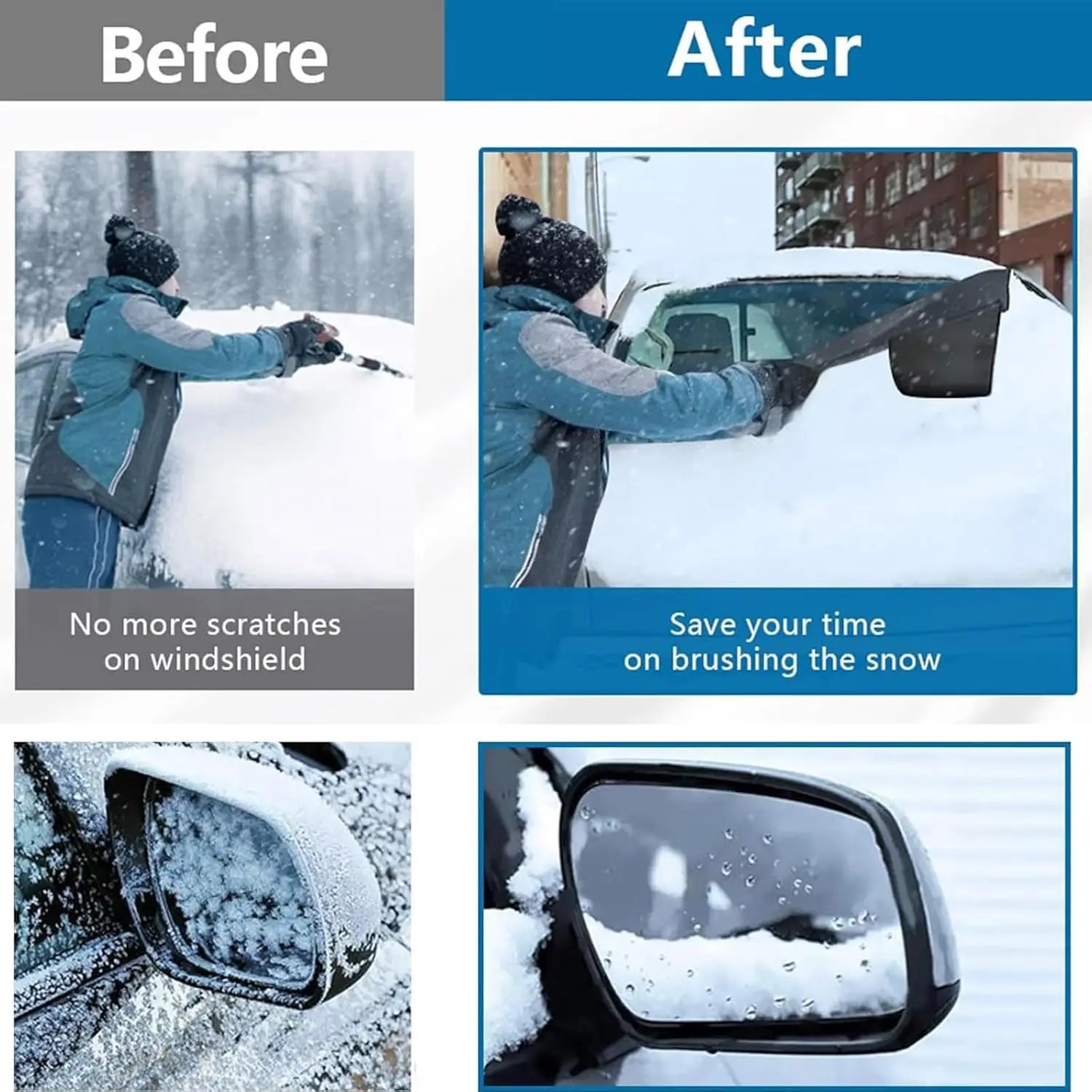 Magnetic Car Windshield Snow Cover for Winter Frost and Sun Protection - 4