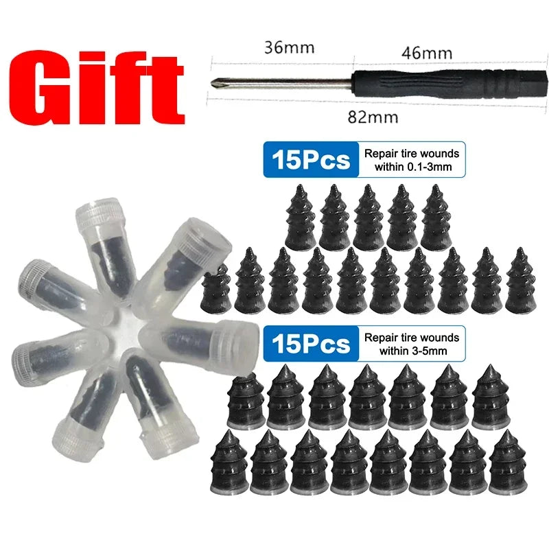 Universal Emergency Tire Puncture Repair Rubber Screws - 12