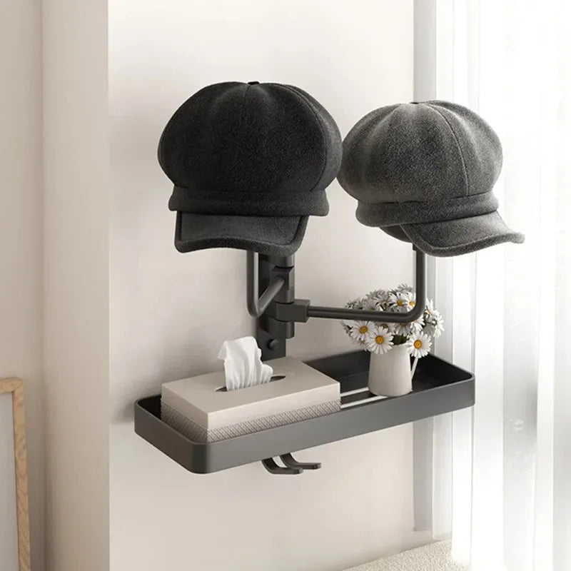 Wall-Mounted Rotating Helmet Holder and Storage Rack