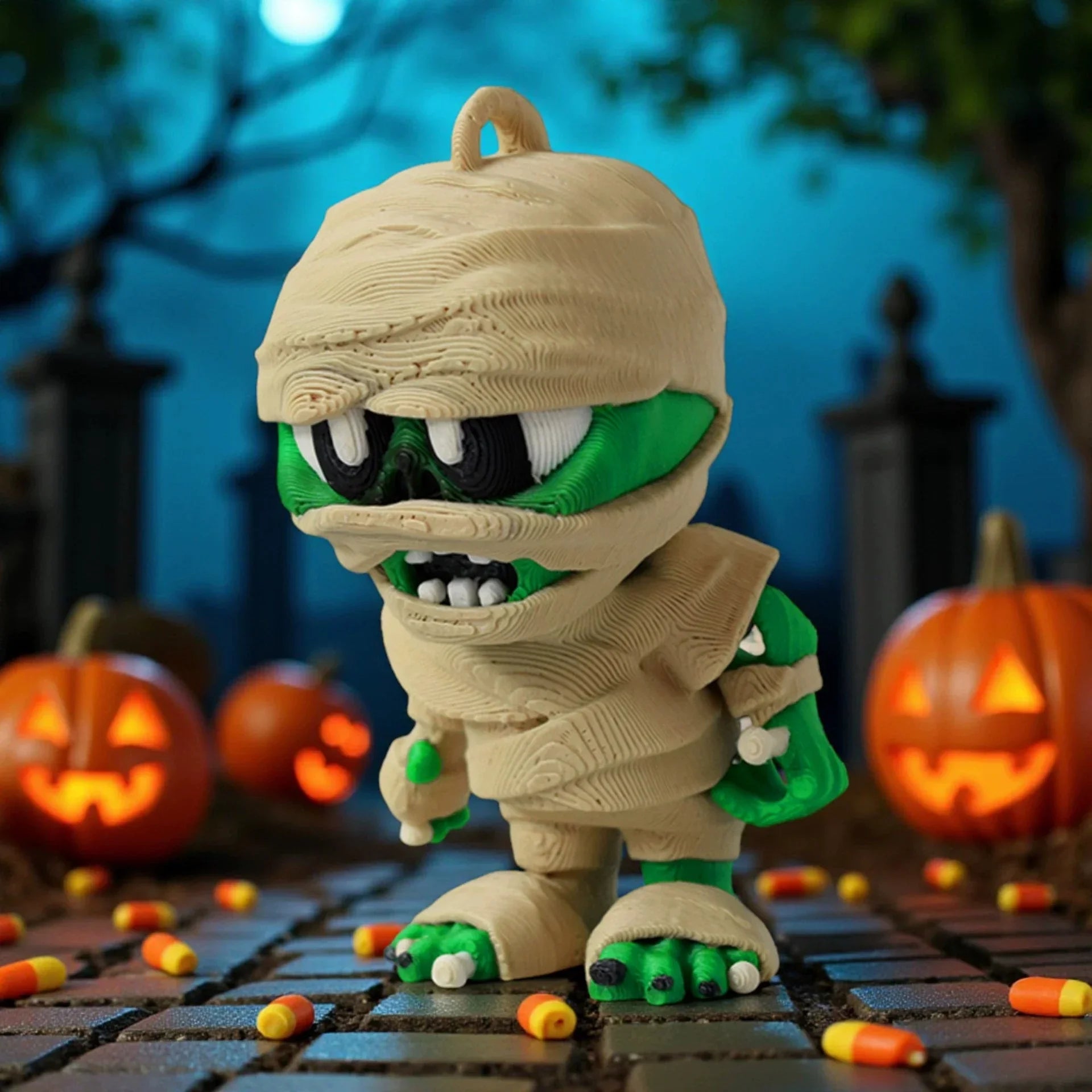 3D Printed Articulated Mummy Ornament and Keychain - 19